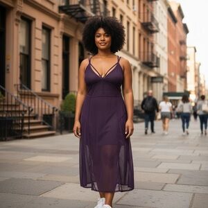 Purple See Thru Sexy Dress
New